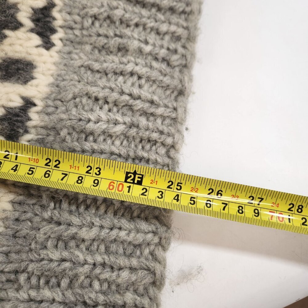 Canadian Hand Knit Cowl Neck Pullover Sweater Unisex Gray Warm Winter Handmade - Picture 15 of 15